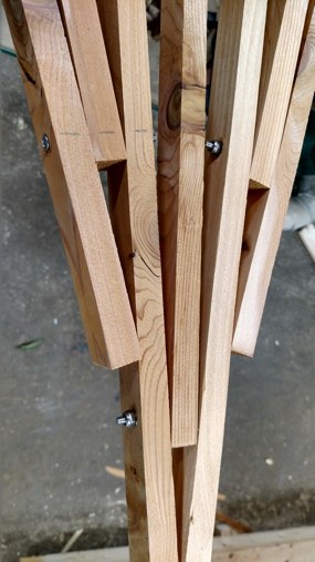 Western Red Cedar Fan Trellis for Climbing Roses - close up detail view