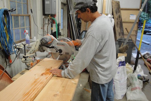 custom garden raised bed being built in the workshop